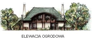 Projekty domw jednorodzinnych: Projekt domu dwurodzinnego na Mazurach. Elewacja ogrodowa